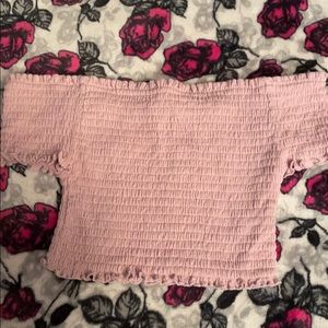 ruffled light pink crop top